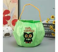 DHSUN Seau en forme de citrouille d'Halloween, panier à bonbons pour enfants en toile en forme de citrouille, sac fourre-tout fantôme pour fête d'Halloween (hibou vert)