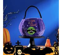 DHSUN Seau en forme de citrouille d'Halloween, panier à bonbons pour enfants en toile en forme de citrouille, sac fourre-tout pour fête d'Halloween (chauve-souris violet)