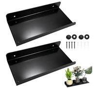 DHSWNNG 2 Pièces Noir Petite Etagere Murale, 30x10 cm Étagère Flottante de Douche Murale Mini Tablette Salle de Bain pour Panneau Acoustique Cadre Photos Décorations
