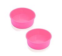 DHSWNNG Moule Gateau Silicone Rond Lot de 2, Rose Antiadhésif Moule Layer Cake Pour D'anniversaire, Mousse, Gâteau Au Fromage, Gâteaux arc-en-ciel