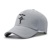 DHUAOPCK Casquette de Baseball Fullmet-al Alchemi-st, Casquette de Baseball Confortable, Athlétique et Durable, Casquette de Running Plein Aire et Les Loisirs, Unisexe(Grey)