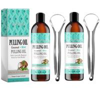 D'Huile de Noix de Coco,2pcs Huile de Noix de Coco,Bain de Bouche à L'Huile de Noix de Coco,Huile de Menthe PoivréE,Bain de Bouche à L'Huile Blanchissante,Rince-Bouche à L'Huile de Menthe