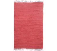 Dhurry Happy Cotton Tapis tissé Plat en 100% Coton, tissé à la Main, Lavable, utilisable des Deux côtés, 90 x 160 cm, Rouge