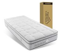 DHWDS Matelas à ressorts ensachés - 90 x 200 cm - H3 - 25 cm - Certifié Öko-Tex - Hybride - Matelas simple - Matelas à ressorts ensachés - Matelas roulant pour enfant