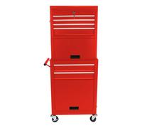 DHWDS Servante à outils rouge XXL avec 6 tiroirs de 110 cm - Armoire à outils sur roulettes avec boîte à outils amovible, freins de stationnement et verrouillage centralisé pour atelier et loisirs