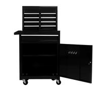 DHWDS Servante d'atelier noire avec 5 tiroirs de 102 cm - Armoire à outils mobile avec roulettes, barre perforée et étagères réglables pour le bricolage et les loisirs