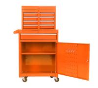 DHWDS Servante d'atelier orange avec 5 tiroirs de 102 cm - Armoire à outils mobile avec roulettes, barre perforée et étagères réglables pour bricolage et salle de loisirs