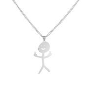 DHWEKU 1 Pièces Collier de Doigt Souriant en Argent, Collier de Graffiti Drôle, Chaîne de Doigt d'Honneur, Cadeau Amusant pour un Bon Ami