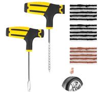 DHWEKU 17 Pièces Kit d'urgence de Réparation Rapide de Pneus, Tubeless de Réparation de Pneu Crevaison, Réparation de Pneu de Voiture Plug, avec Outil en T Spiralé und Insert d'Outil en T