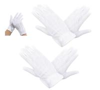 DHWEKU 2 paires Gants blancs, avec bouton pression, taille unique, adulte, coutures brodées sur le dos de la main, Noël, Saint-Nicolas, carnaval, Halloween, fête à thème, déguisement, théâtre