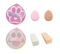 DHWEKU 2 pcs de houppette en forme de griffe,Eponge Maquillage Fond De Teint Powder Puff,Applicateur Fond De Teint,Beauty Blender, Livré avec 2 de T et bouffées en forme de doigt(Rose, violet)