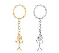 DHWEKU 2 Pcs Porte clé doigt d'honneur porte clef voiture, Doigt Stickman mignon porte cle drole, Voiture pendentif Couple cadeau porte-clés,doigt d'honneur voiture(1 or et 1 argent)