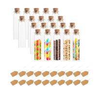 DHWEKU 20 mini bouteilles en verre avec bouchon + 20 ficelles + 20 étiquettes suspendues pour décoration de bricolage,cadeaux de mariage,fête,22mm*80mm