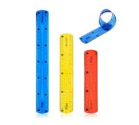 DHWEKU 3 Pièces Règle Pliante en Plastique 30 cm 20cm 15cm, Kit de Règle Flexible en Plastique pour Bureau École Papeterie Étudiants Enfants, Multicolore