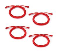 DHWEKU 4 pcs Bracelet Tressé en Dentelle Rouges Noué Protection Amulette Fait à la Main D'amitié Protection Bonne Chance Amitié Diplômés Jour Couples
