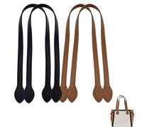 DHWEKU 4 Pièces Sangle Cuir Sac Anse Sac a Main Poignées Sac Poignée Sangle en PU Cuir Amovible Cuir Sangle de Remplacement pour Sangle de Sac à Main Noir et brun Clair