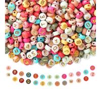 DHWEKU 500 Pièces Perles Lettres Coloré, A-Z Perle pour Bracelet 7x4mm, Perles Acryliques Rondes, pour Bracelets, Bijoux, Collier, Charms, Ornements, Bricolage Artisanat