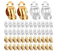 DHWEKU 50pcs Boucle d'oreille à Clip en Acier Inoxydable Résultats Plats Rond Plateau Boucles d'oreilles Accessoires de Boucle d'oreille pour la Fabrication de Bijoux, argent et or