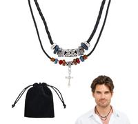 DHWEKU collier homme,bijoux homme,colliers pour homme,pendentif homme,collier fossil homme,Collier en cuir pour homme, collier pour homme avec pendentif de personnalité croisée