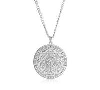 DHWEKU Collier Talisman de Médaille Sceau des 7 Archanges pour Homme Femme Talisman Pentagramme Acier Inoxydable Pendentif Amulette Protection Magique Chaine Homme Bijoux Porte Bonheur