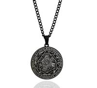 DHWEKU Collier Talisman de Médaille Sceau des 7 Archanges pour Homme Femme Talisman Pentagramme Acier Inoxydable Pendentif Amulette Protection Magique Chaine Homme Bijoux Porte Bonheur