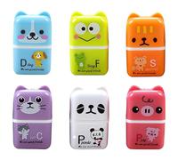 DHWEKU Lot de 6 gommes à rouleaux mignonnes pour enfants, en caoutchouc avec étui à rasage, gommes sur le thème des animaux pour enfants, cadeaux scolaires