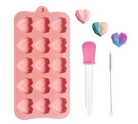 DHWEKU Moule en Silicone en Forme de Cœur, Moule à Chocolat Réutilisables avec 15 Cavité Mini Moule en Silicone Antiadhésif avec Compte-Gouttes pour Chocolat Bonbon Gelée Gâteau Saint-Valentin (Rose)