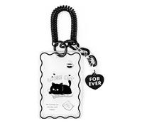 DHWEKU Photocard Holder, Clear Black Cat Acrylic Card Sleeves, Picture Frames, Top Loaders for Cards, Photocard Holder Keychain, Cute Design,Album