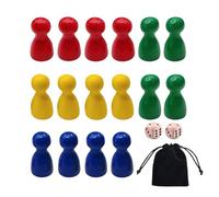 DHWEKU Pions en Bois composant de Jeu Jouet,Pions en Bois pour Jeux de Société,Figurines de Jeu Colorées,16 Cônes Halma en Bois et 2 Cubes en Bois, Figurines de Jeu Colorées