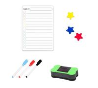 DHWEKU Planning journalier,Calendrier magnetique Frigo,Emploi du Temps,Planificateur journalier,Tableau Organisateur Familial idéal pour Plan des Menus,Avec stylo et Brosse Effaceur Magnétique