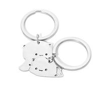 DHWEKU porte clé chat porte clef couple porte clef chat Porte-clés assorti en acier inoxydable pour couple - Cadeau de Saint-Valentin pour lui, elle, petit ami, petite amie, épouse, mari, fiancée