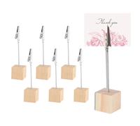 DHWEKU Porte Photo 6pcs, Mémo et Porte-clips Message, Porte Photo Mémo Clip Avec Pince Crocodile et base en Pin, Pince Porte Nom Pour la Décoration de Bureau, Mariage, Fête, Maison
