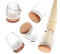 DHWGang 16 Pièces Carrées/Rondes Protecteurs de Pieds de Chaises, Silicone avec Feutre, Antidérapant, Réduisant Le Bruit, pour Pieds de Chaises Inclinables et Droites, 20mm - 26mm, Clair et Marron