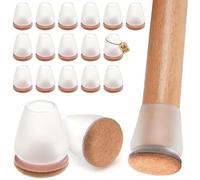 DHWGang 16 x Protecteurs de Pieds de Chaise, Silicone avec Coussinets en Feutre, Réduisent Le Bruit, Protections Rondes et Carrées pour Tables et de Chaises, Largeur 14 mm - 19 mm
