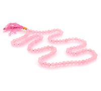 DHYANARSH Collier Mala en Quartz Rose Naturel 8 MM 108 + 1 Perles - Energized pour Reiki, Méditation, et Bijoux de mode, Pierre Gemme, Agate, Gemme, Quartz rose naturel