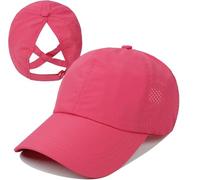DHYUACN Casquettes de Baseball Casquette de Baseball Ajustable for Femme, 1 pièce, avec Queue Cheval croisée, en Maille à séchage Rapide(Pink1)