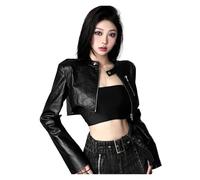 DHYUACN Vestes Courtes en Simili Cuir Blouson Aviateur De Moto | Veste de moto irrégulière d'automne for femmes, manteau en PU imperméable