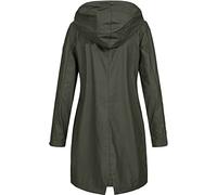 Dhyuen Vestes Imperméables Femme avec Capuche Légère Et Respirant Vêtements De Pluie Longue Parka Couleur Unie Zippé Manteau De Pluie À Capuche Poncho Longue Automne Trench Coat Parka（D Army Green，M）