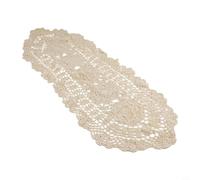 Di Chemin de table vintage en dentelle crochetée en coton ovale Motif floral Fait à la main Structure creuse Style campagnard décoratif pour nappe Beige 30 x 80 cm