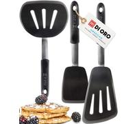 DI ORO® - Série Chef - Spatules de cuisine en silicone et acier inoxydable - Résistantes à la chaleur à 315 °C - Meilleures spatules ajourées - Parfaites pour des oeufs et des crêpes