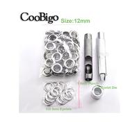 (Dia. 12 mm) 100 ensembles d'outils d'installation de poinçonnage d'œillets métalliques pour sacs à