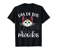 Dia De Los Meowtos Tête de Mort en Sucre pour propriétaire de Chat T-Shirt Graphique avec Valeur