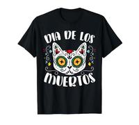 Dia De Los Meowtos Tête de Mort en Sucre pour propriétaire de Chat T-Shirt Graphique avec Valeur