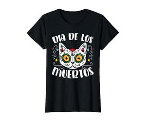 Dia De Los Meowtos Tête de Mort en Sucre pour propriétaire de Chat T-Shirt Graphique avec Valeur