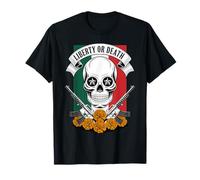 Dia de Los Muertos Calavera Pistolet Mexicain Liberty Or Death T-Shirt