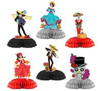 Dia De Los Muertos Decorations 6 Pcs Day of The Dead Honeycomb Centerpieces Sugar Skull Signs for Halloween Party Day of The Dead Party Supplies