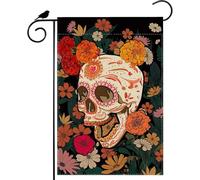 Dia De Los Muertos Drapeau de Jardin Crâne en Sucre Soucis Floral Jour des Morts Drapeau Double Face Petit Mini Yar
