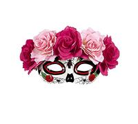 W WIDMANN MILANO Party Fashion - Masque pour les yeux Dia de los Muertos avec roses, bal masqué, jour des morts, carnaval