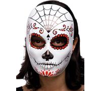 Dia de los Muertos Halloween masque toile d'araignée blanc-rouge-noir