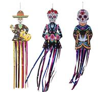 Dia de Los Muertos Lot de Décorations à Suspendre, Drapeaux Suspendus De Porte De Mariée du Marié pour Décoration d'halloween, Squelette Marié et Mariée Accessoires de Décoration pour Guitare Marié